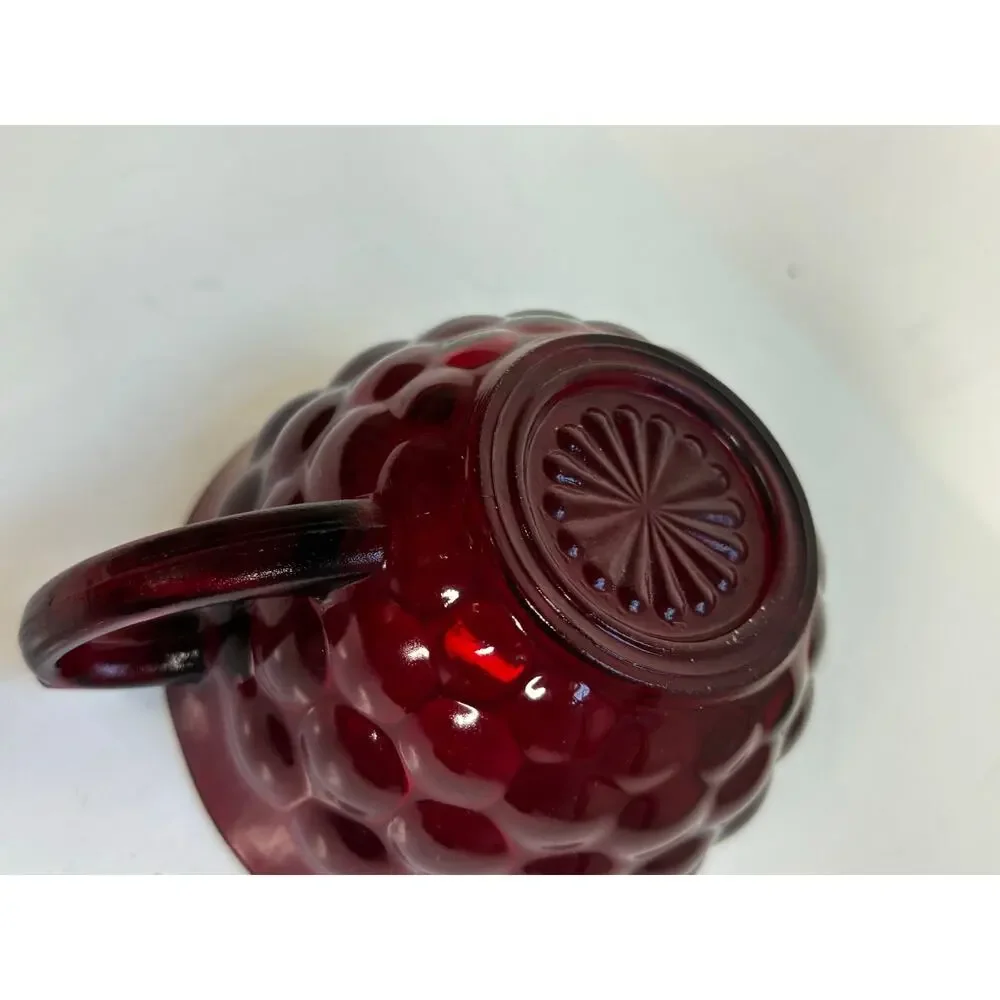 Anchor Hocking Royal Ruby Bubble Glass 2 Cups 1 Bowl Red Vintage